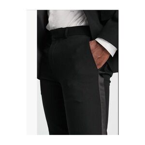 Topman Skinny Tuxedo Trousers in Black Sz W34 - L34